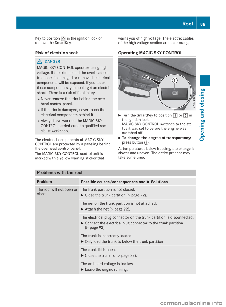MERCEDES-BENZ SL CLASS 2019  Owners Manual Key to position�