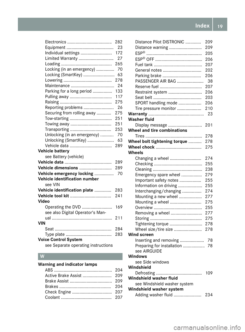 MERCEDES-BENZ SLC 2017  Owners Manual Electronics .................................... .2 82
Equipment ....................................... 23
Individua ls ettings .......................... 172
Limited Warranty .......................