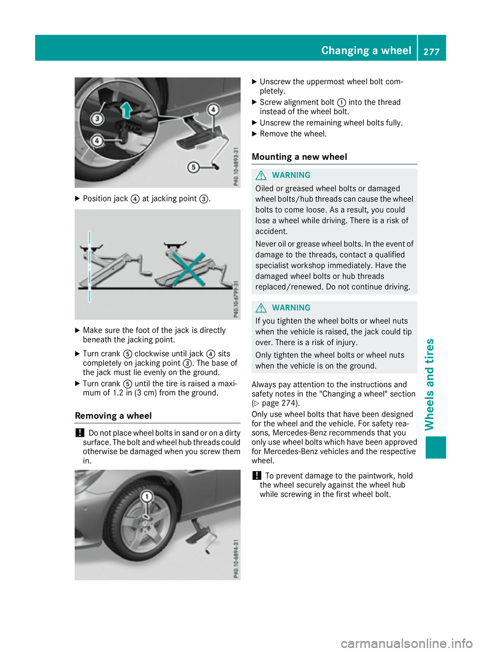 MERCEDES-BENZ SLC 2017  Owners Manual X
Position jack �