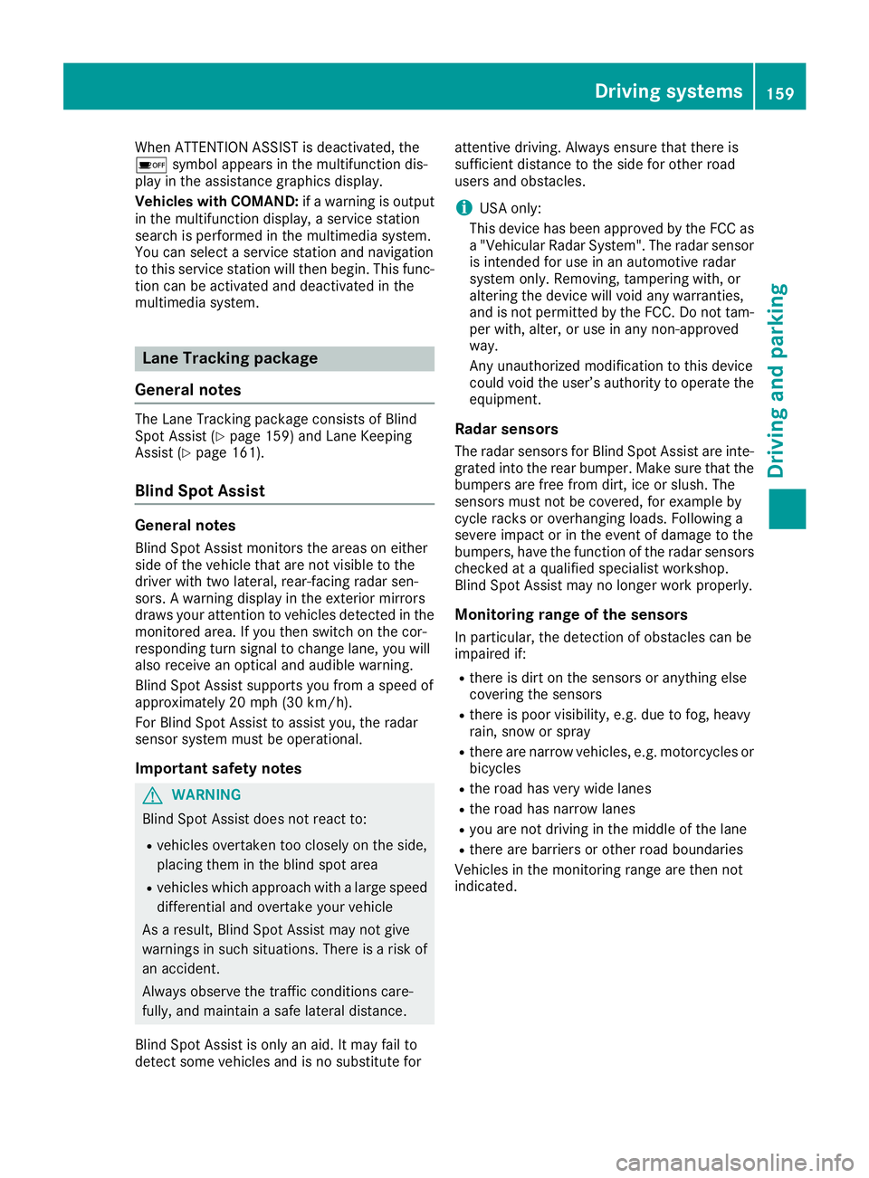 MERCEDES-BENZ SLC 2018  Owners Manual When ATTENTION ASSIST is deactivated, the
�