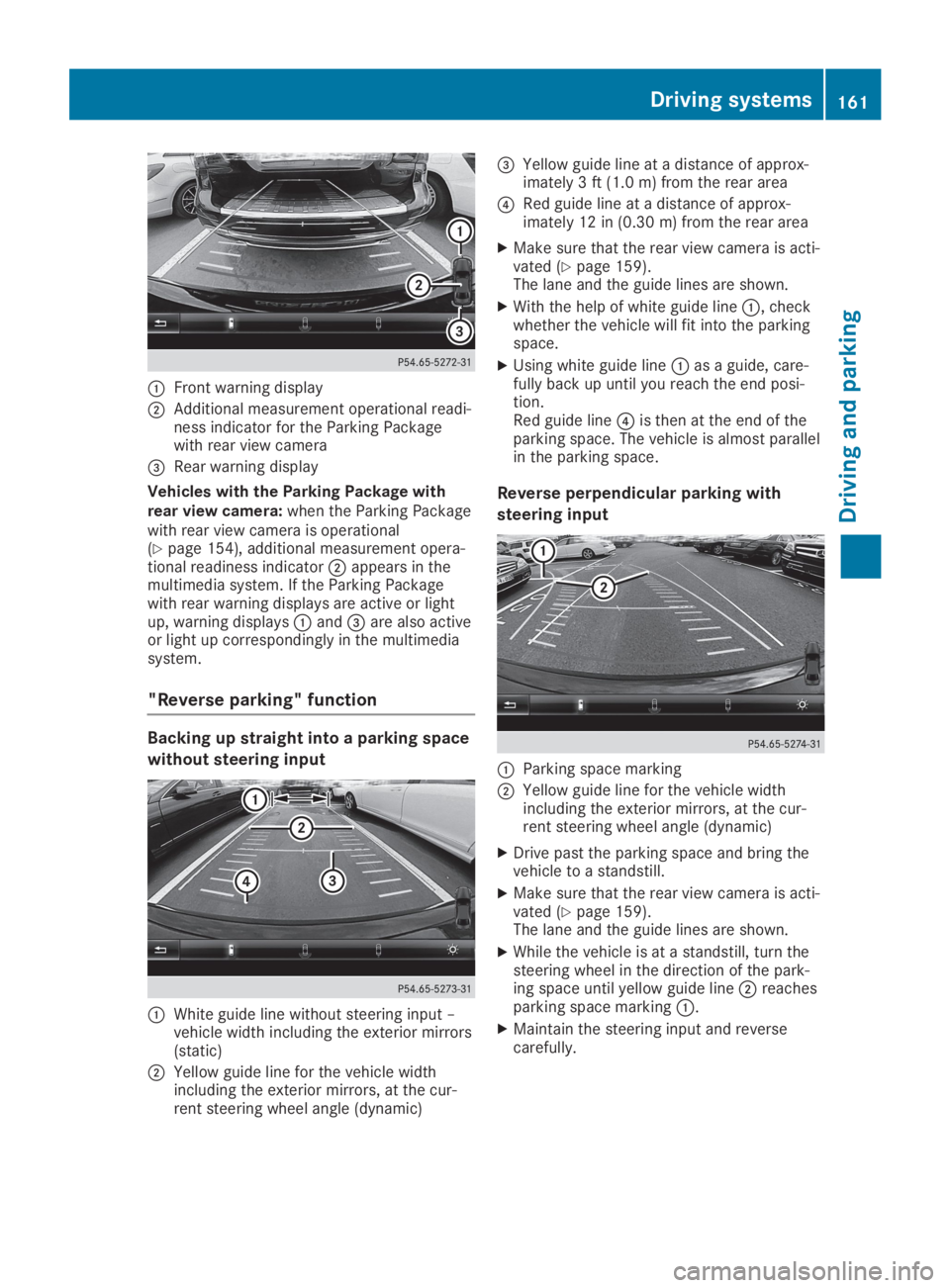 MERCEDES-BENZ SLC 2019  Owners Manual �CFront warning display
�DAdditional measurement operational readi-ness indicator for the Parking Packagewith rear view camera
�