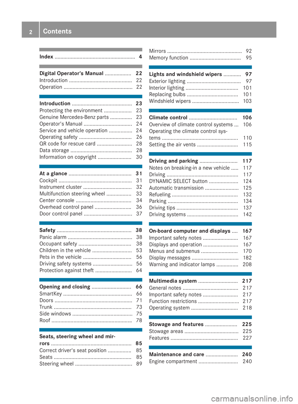 MERCEDES-BENZ SLC 2019  Owners Manual Index.......................................................4
Digital Operator's Manual..................22
Introduction ...........................................22
Operation ...................