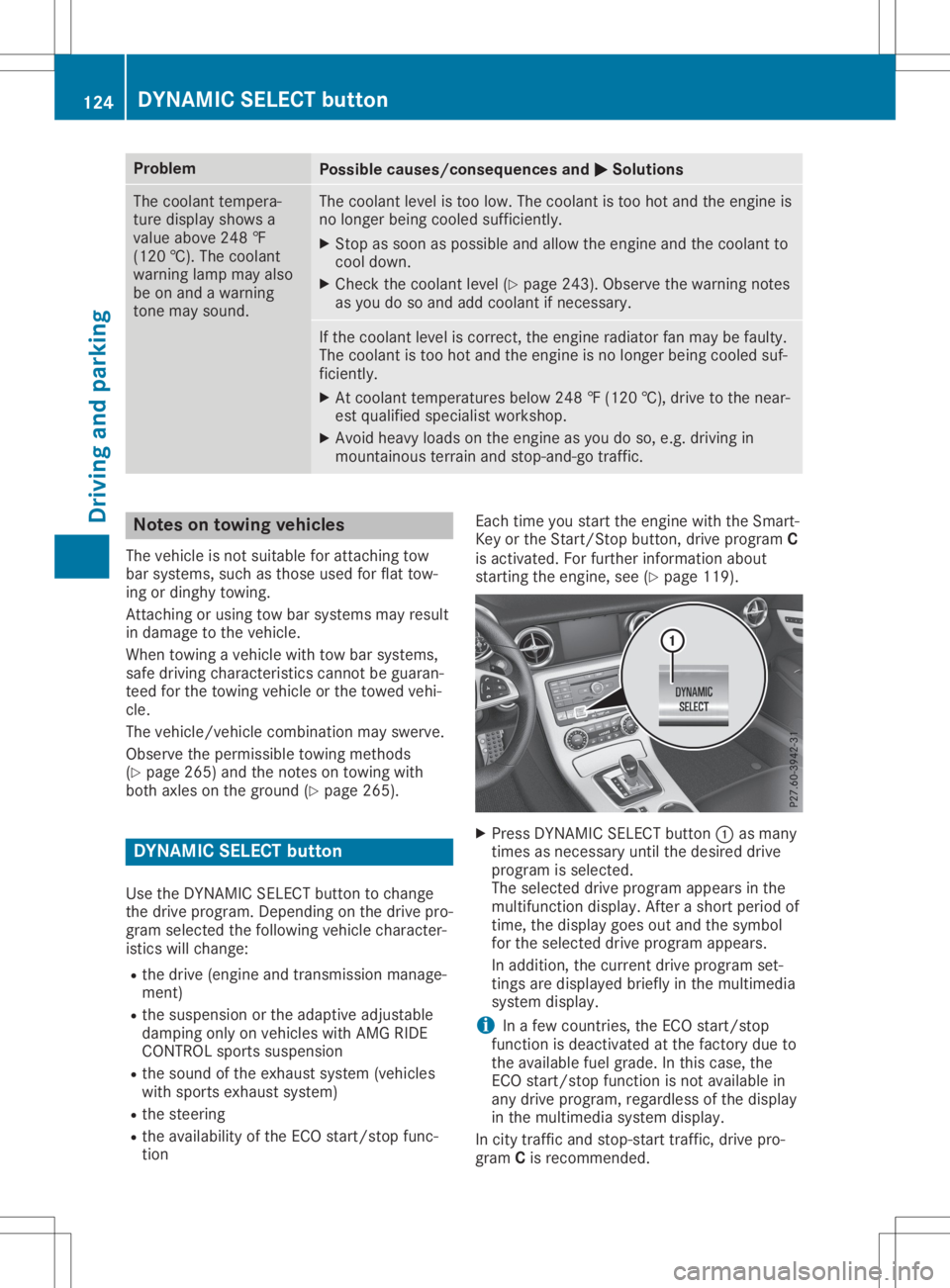 MERCEDES-BENZ SLC 2020 Owners Manual Problem
Possible
causes/co nsequences and0050 0050
Solutions The
coolant tempera-
ture display showsa
value above 248‡
(120 †).The coolant
warning lampmayalso
be on and awarning
tone maysound. The MERCEDES-BENZ SLC 2020 Owners Manual Problem
Possible
causes/co nsequences and0050 0050
Solutions The
coolant tempera-
ture display showsa
value above 248‡
(120 †).The coolant
warning lampmayalso
be on and awarning
tone maysound. The