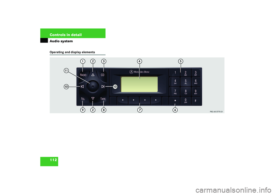 MERCEDES-BENZ SLK CLASS 2003  Owners Manual 112 Controls in detailAudio systemOperating and display elements 