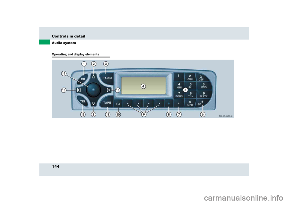 MERCEDES-BENZ SLR CLASS 2005  Owners Manual 144 Controls in detailAudio systemOperating and display elements 