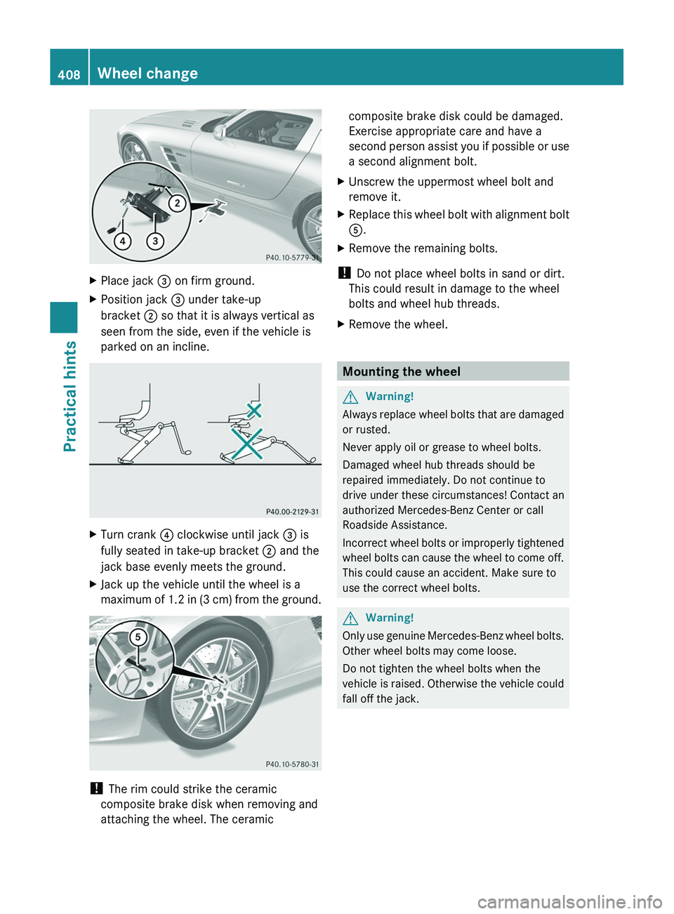 MERCEDES-BENZ SLS AMG 2011 Owners Manual XPlace jack \000 MERCEDES-BENZ SLS AMG 2011 Owners Manual XPlace jack \000