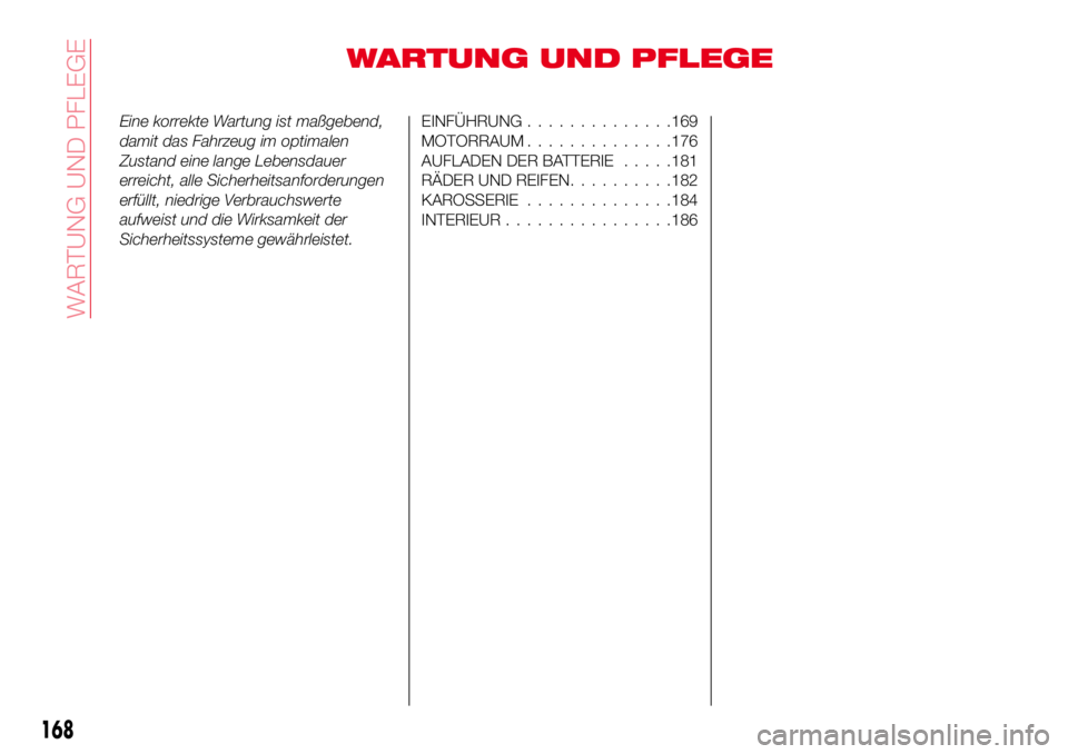 Abarth 124 Spider 2017 Betriebsanleitung (in German) WARTUNG UND PFLEGE
Eine korrekte Wartung ist maßgebend,
damit das Fahrzeug im optimalen
Zustand eine lange Lebensdauer
erreicht, alle Sicherheitsanforderungen
erfüllt, niedrige Verbrauchswerte
aufwe Abarth 124 Spider 2017 Betriebsanleitung (in German) WARTUNG UND PFLEGE
Eine korrekte Wartung ist maßgebend,
damit das Fahrzeug im optimalen
Zustand eine lange Lebensdauer
erreicht, alle Sicherheitsanforderungen
erfüllt, niedrige Verbrauchswerte
aufwe