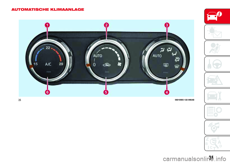 Abarth 124 Spider 2017  Betriebsanleitung (in German) AUTOMATISCHE KLIMAANLAGE
2506010900-122-990AB
35 