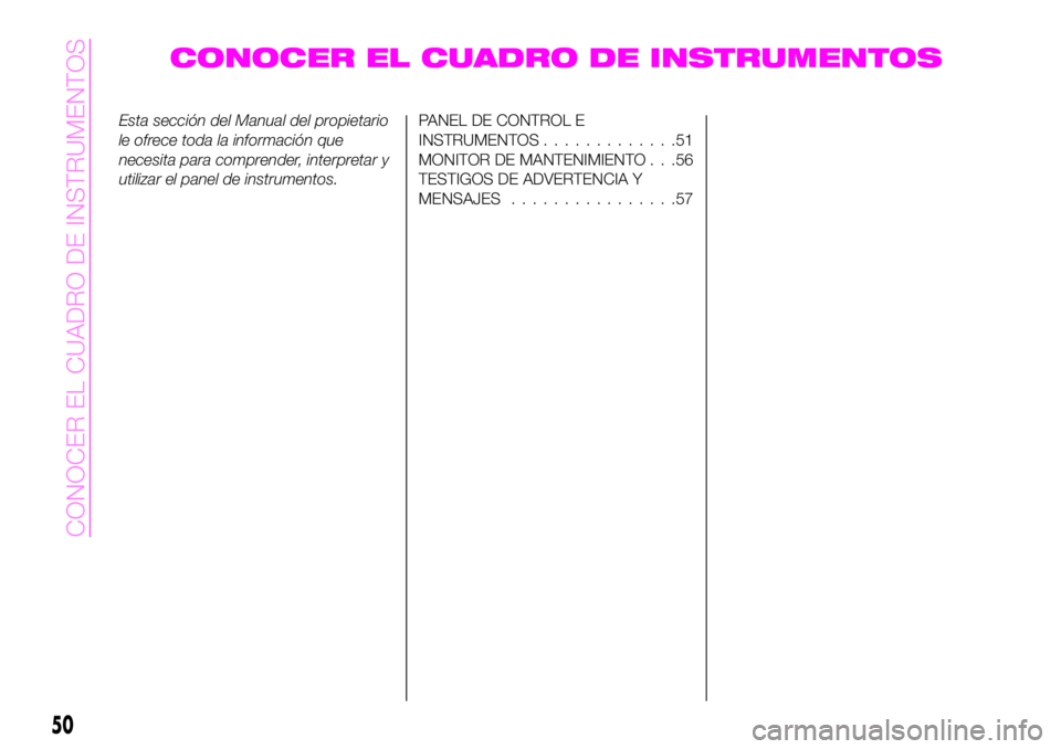 Abarth 124 Spider 2021 Manual de Empleo y Cuidado (in Spanish) CONOCER EL CUADRO DE INSTRUMENTOS
Esta sección del Manual del propietario
le ofrece toda la información que
necesita para comprender, interpretar y
utilizar el panel de instrumentos.PANEL DE CONTROL Abarth 124 Spider 2021 Manual de Empleo y Cuidado (in Spanish) CONOCER EL CUADRO DE INSTRUMENTOS
Esta sección del Manual del propietario
le ofrece toda la información que
necesita para comprender, interpretar y
utilizar el panel de instrumentos.PANEL DE CONTROL