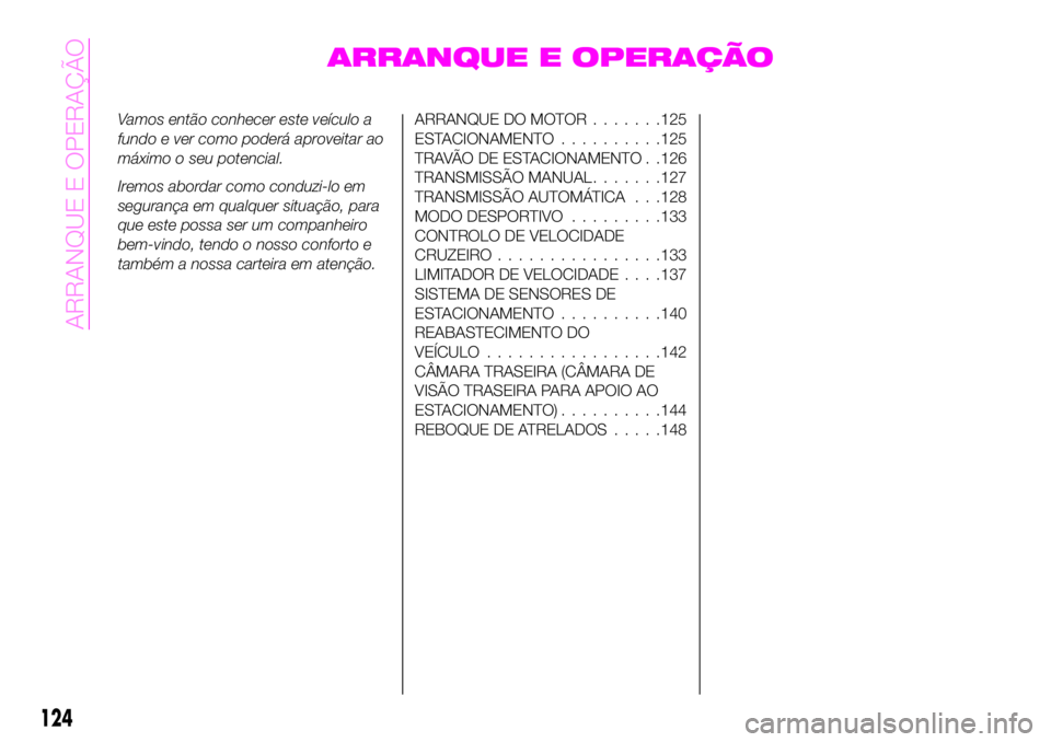 Abarth 124 Spider 2020 Manual de Uso e Manutenção (in Portuguese) ARRANQUE E OPERAÇÃO
Vamos então conhecer este veículo a
fundo e ver como poderá aproveitar ao
máximo o seu potencial.
Iremos abordar como conduzi-lo em
segurança em qualquer situação, para
qu Abarth 124 Spider 2020 Manual de Uso e Manutenção (in Portuguese) ARRANQUE E OPERAÇÃO
Vamos então conhecer este veículo a
fundo e ver como poderá aproveitar ao
máximo o seu potencial.
Iremos abordar como conduzi-lo em
segurança em qualquer situação, para
qu