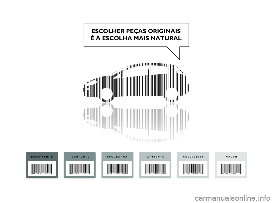 Abarth Punto 2012 Manual de Uso e Manutenção (in Portuguese) ESCOLHER PEÇAS ORIGINAIS
É A ESCOLHA MAIS NATURAL
DESEMPENHO
PEÇAS ORIGINAIS
CONFORTO
PEÇAS ORIGINAIS
SEGURANÇA
PEÇAS ORIGINAIS
AMBIENTE
PEÇAS ORIGINAIS
VALOR
PEÇAS ORIGINAIS
ACESSÓRIOS
PEÇA Abarth Punto 2012 Manual de Uso e Manutenção (in Portuguese) ESCOLHER PEÇAS ORIGINAIS
É A ESCOLHA MAIS NATURAL
DESEMPENHO
PEÇAS ORIGINAIS
CONFORTO
PEÇAS ORIGINAIS
SEGURANÇA
PEÇAS ORIGINAIS
AMBIENTE
PEÇAS ORIGINAIS
VALOR
PEÇAS ORIGINAIS
ACESSÓRIOS
PEÇA