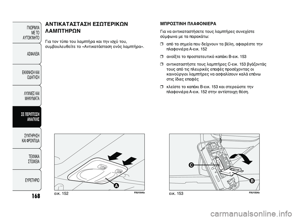 Abarth Punto 2012 ΒΙΒΛΙΟ ΧΡΗΣΗΣ ΚΑΙ ΣΥΝΤΗΡΗΣΗΣ (in Greek) 168
ΓΝΩΡΙΜΊΑ ΜΕ ΤΟ
ΑΥΤΟΚΊΝΗΤΟ
ΑΣΦΑΛΕΙΑ
ΕΚΚΙΝΗΣΗ ΚΑΙ ΟΔΗΓΗΣΗ
ΛΥΧΝΙΕΣ ΚΑΙ ΜΗΝΥΜΑΤΑ
ΣΕ ΠΕΡΙΠSbΩΣΗ SfΝSfΓΚΗΣ
ΣΥΝΤΗΡΗ Abarth Punto 2012 ΒΙΒΛΙΟ ΧΡΗΣΗΣ ΚΑΙ ΣΥΝΤΗΡΗΣΗΣ (in Greek) 168
ΓΝΩΡΙΜΊΑ ΜΕ ΤΟ
ΑΥΤΟΚΊΝΗΤΟ
ΑΣΦΑΛΕΙΑ
ΕΚΚΙΝΗΣΗ ΚΑΙ ΟΔΗΓΗΣΗ
ΛΥΧΝΙΕΣ ΚΑΙ ΜΗΝΥΜΑΤΑ
ΣΕ ΠΕΡΙΠSbΩΣΗ SfΝSfΓΚΗΣ
ΣΥΝΤΗΡΗ
