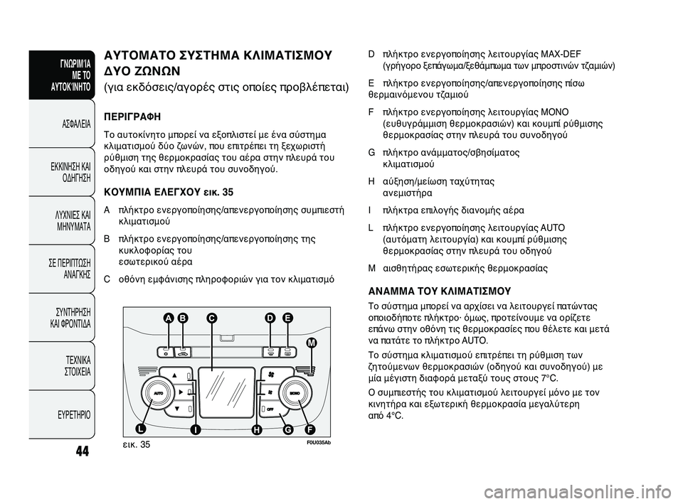 Abarth Punto 2012 ΒΙΒΛΙΟ ΧΡΗΣΗΣ ΚΑΙ ΣΥΝΤΗΡΗΣΗΣ (in Greek) 44
D πλήκObOfο ενεOfγοποίησης λεOκιObουOfγίας MAX-DEF
(γOfήγοOfο ξεπάγωμα/ξεθάμπωOκμα Obων μπOfοσObινών ObζαμιOκών)
E πλήκObOfο Abarth Punto 2012 ΒΙΒΛΙΟ ΧΡΗΣΗΣ ΚΑΙ ΣΥΝΤΗΡΗΣΗΣ (in Greek) 44
D πλήκObOfο ενεOfγοποίησης λεOκιObουOfγίας MAX-DEF
(γOfήγοOfο ξεπάγωμα/ξεθάμπωOκμα Obων μπOfοσObινών ObζαμιOκών)
E πλήκObOfο