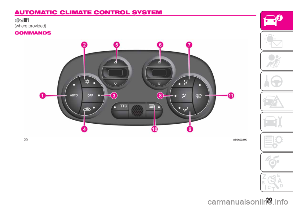 Abarth 500 2020  Owner handbook (in English) AUTOMATIC CLIMATE CONTROL SYSTEM.
(where provided).
COMMANDS
29AB0A0224C
29 