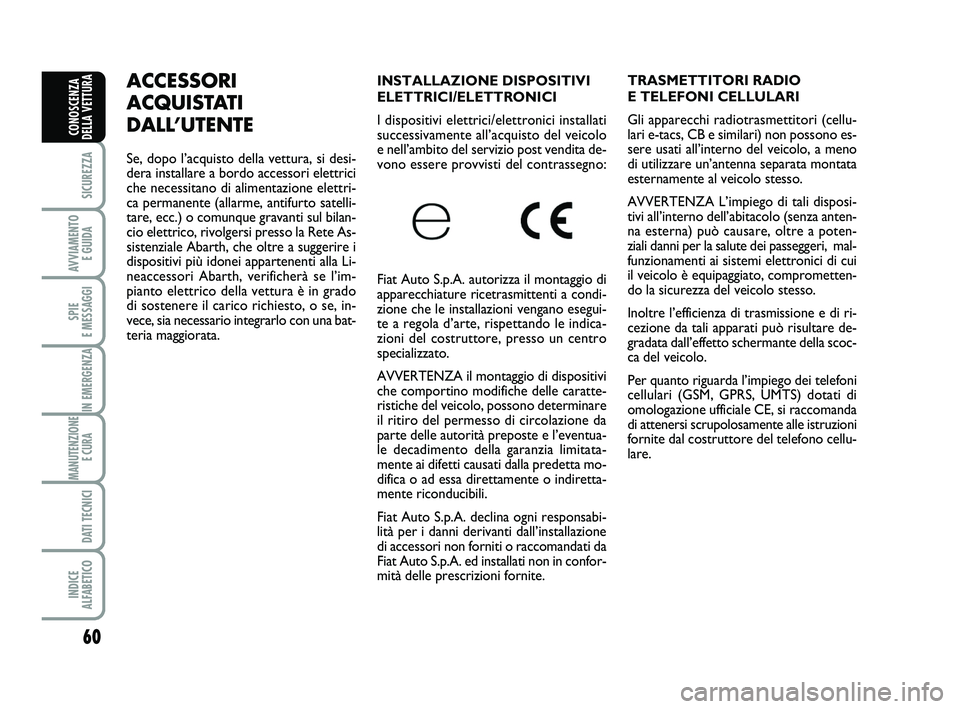 Libretto manuale istruzioni uso e manutenzione in PDF Fiat 500 Abarth 2008 > 