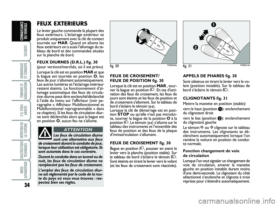 Abarth 500 2012 Notice dentretien (in French) 34
SECURITE
DEMARRAGE
ET CONDUITE
TEMOINS ETSIGNALISATION
S
S’IL VOUS
ARRIVE
ENTRETIEN DE
LA VOITURE
CARACTERISTIQUESTECHNIQUES
INDEX
ALPHABETIQUE
CONNAISSANCE
DU VEHICULE
FEUX DE CROISEMENT/
FEUX Abarth 500 2012 Notice dentretien (in French) 34
SECURITE
DEMARRAGE
ET CONDUITE
TEMOINS ETSIGNALISATION
S
S’IL VOUS
ARRIVE
ENTRETIEN DE
LA VOITURE
CARACTERISTIQUESTECHNIQUES
INDEX
ALPHABETIQUE
CONNAISSANCE
DU VEHICULE
FEUX DE CROISEMENT/
FEUX