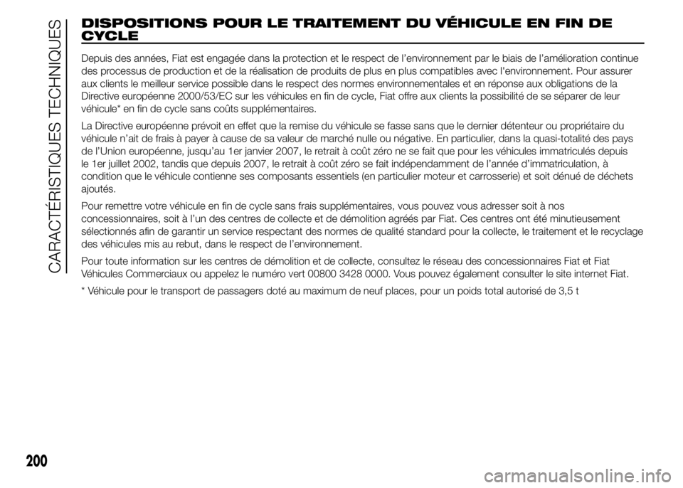 Abarth 500 2015 Notice dentretien (in French) DISPOSITIONS POUR LE TRAITEMENT DU VÉHICULE EN FIN DE
CYCLE
Depuis des années, Fiat est engagée dans la protection et le respect de l’environnement par le biais de l’amélioration continue
des Abarth 500 2015 Notice dentretien (in French) DISPOSITIONS POUR LE TRAITEMENT DU VÉHICULE EN FIN DE
CYCLE
Depuis des années, Fiat est engagée dans la protection et le respect de l’environnement par le biais de l’amélioration continue
des