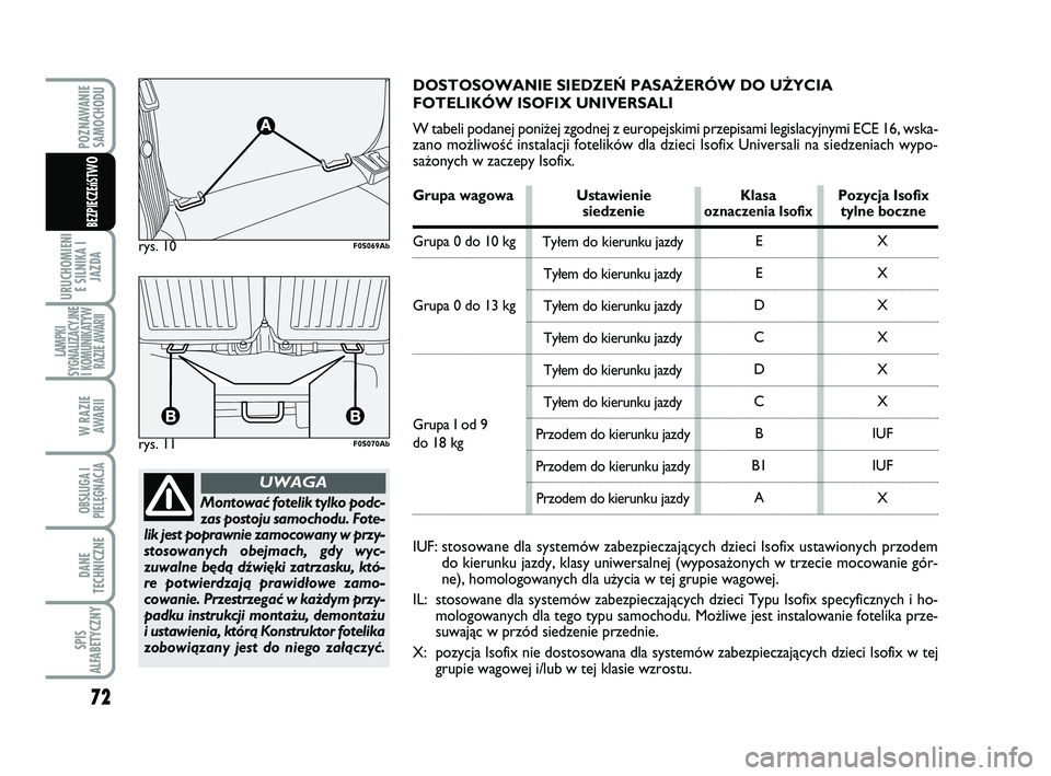 Abarth 500 2009 Instrukcja obsługi (in Polish) 72
URUCHOMIENI
E SILNIKA I
JAZDA
LAMPKI
SYGNALIZACYJNE
I KOMUNIKATYW
RAZIE AWARII
W RAZIE
AWARII
OBSŁUGA I
PIELĘGNACJA
DANE
TECHNICZNE
SPIS
ALFABETYCZNY
POZNAWANIE
SAMOCHODU
BEZPIECZEńST
WO
Monto Abarth 500 2009 Instrukcja obsługi (in Polish) 72
URUCHOMIENI
E SILNIKA I
JAZDA
LAMPKI
SYGNALIZACYJNE
I KOMUNIKATYW
RAZIE AWARII
W RAZIE
AWARII
OBSŁUGA I
PIELĘGNACJA
DANE
TECHNICZNE
SPIS
ALFABETYCZNY
POZNAWANIE
SAMOCHODU
BEZPIECZEńST
WO
Monto