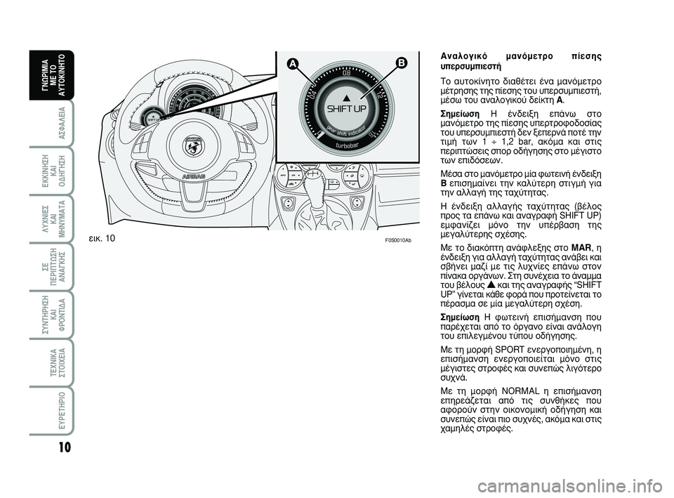 Abarth 500 2008  ΒΙΒΛΙΟ ΧΡΗΣΗΣ ΚΑΙ ΣΥΝΤΗΡΗΣΗΣ (in Greek) 10
∞™º∞§∂π∞
∂∫∫π¡∏™∏ 
∫∞π 
√¢∏°∏™∏
§ÀÃ¡π∂™ 
∫∞π
ª∏¡Àª∞Δ∞
™∂ 
¶∂ƒπ¶Δø™∏
∞¡∞°∫∏™
™À¡Δ∏ƒ∏™∏
