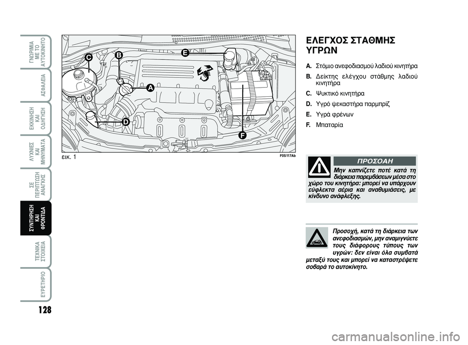 Abarth 500 2008  ΒΙΒΛΙΟ ΧΡΗΣΗΣ ΚΑΙ ΣΥΝΤΗΡΗΣΗΣ (in Greek) ∂§∂°Ã√™ ™Δ∞£ª∏™
À°ƒø¡
A.™ÙﬁÌÈÔ ·ÓÂÊÔ‰È·ÛÌÔ‡ Ï·‰ÈÔ‡ ÎÈÓËÙ‹Ú·
B.¢Â›ÎÙË˜ ÂÏ¤Á¯Ô˘ ÛÙ¿ıÌË˜ Ï·‰ÈÔ‡
ÎÈÓËÙ