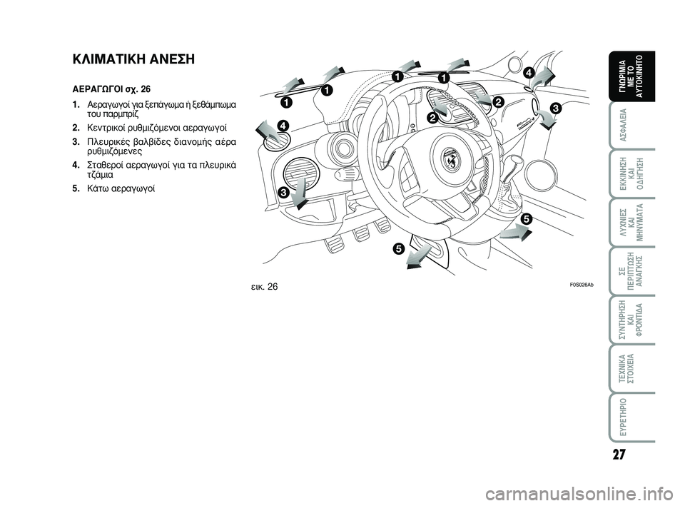 Abarth 500 2011  ΒΙΒΛΙΟ ΧΡΗΣΗΣ ΚΑΙ ΣΥΝΤΗΡΗΣΗΣ (in Greek) 27
∞™º∞§∂π∞
∂∫∫π¡∏™∏ 
∫∞π 
√¢∏°∏™∏
§ÀÃ¡π∂™ 
∫∞π
ª∏¡Àª∞Δ∞
™∂ 
¶∂ƒπ¶Δø™∏
∞¡∞°∫∏™
™À¡Δ∏ƒ∏™∏
