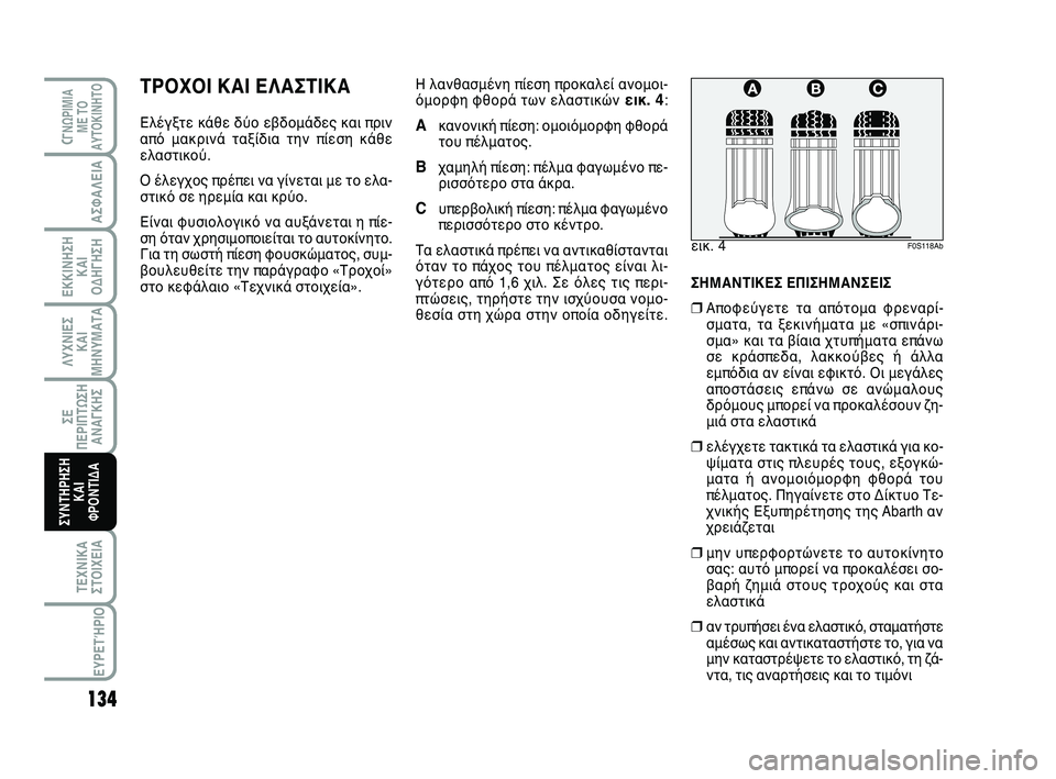 Abarth 500 2012 ΒΙΒΛΙΟ ΧΡΗΣΗΣ ΚΑΙ ΣΥΝΤΗΡΗΣΗΣ (in Greek) 134
ΛΥΧΝΙΕΣ
ΚΑΙ
ΜΗΝΥΜΑΤΑ
CΓΝΩΡΙΜΙΑ
ΜΕ ΤΟ
ΑΥΤΟΚΙΝΗΤΟ
ΑΣΦΑΛΕΙΑ
ΕΚΚΙΝΗΣΗ
ΚΑΙ
ΟΔΗΓΗΣΗ
ΣΕ
ΠΕΡΙΠΤΩΣΗ
ΑΝΑΓΚΗΣ
ΤΕΧΝΙΚ Abarth 500 2012 ΒΙΒΛΙΟ ΧΡΗΣΗΣ ΚΑΙ ΣΥΝΤΗΡΗΣΗΣ (in Greek) 134
ΛΥΧΝΙΕΣ
ΚΑΙ
ΜΗΝΥΜΑΤΑ
CΓΝΩΡΙΜΙΑ
ΜΕ ΤΟ
ΑΥΤΟΚΙΝΗΤΟ
ΑΣΦΑΛΕΙΑ
ΕΚΚΙΝΗΣΗ
ΚΑΙ
ΟΔΗΓΗΣΗ
ΣΕ
ΠΕΡΙΠΤΩΣΗ
ΑΝΑΓΚΗΣ
ΤΕΧΝΙΚ