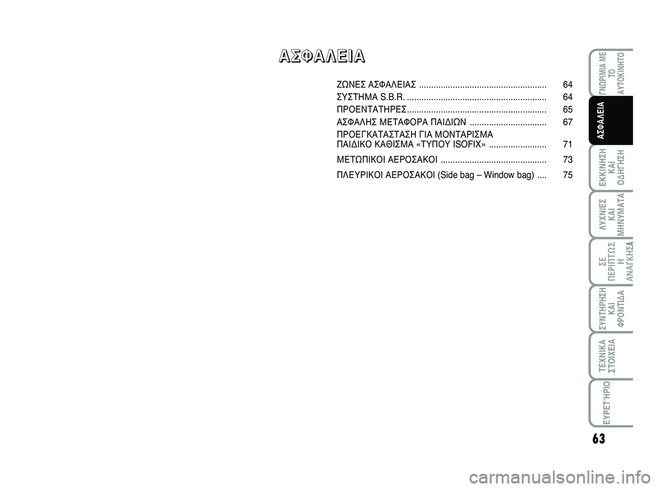 Abarth 500 2012 ΒΙΒΛΙΟ ΧΡΗΣΗΣ ΚΑΙ ΣΥΝΤΗΡΗΣΗΣ (in Greek) 63
ΛΥΧΝΙΕΣ
ΚΑΙ
ΜΗΝΥΜΑΤΑ
ΓΝΩΡΙΜΙΑ ΜΕ
ΤΟ
ΑΥΤΟΚΙΝΗΤΟ
ΕΚΚΙΝΗΣΗ
ΚΑΙ
ΟΔΗΓΗΣΗ
ΣΥΝΤΗΡΗΣΗ
ΚΑΙ
ΦΡΟΝΤΙΔΑ
ΤΕΧΝΙΚΑ
ΣΤΟΙΧΕ Abarth 500 2012 ΒΙΒΛΙΟ ΧΡΗΣΗΣ ΚΑΙ ΣΥΝΤΗΡΗΣΗΣ (in Greek) 63
ΛΥΧΝΙΕΣ
ΚΑΙ
ΜΗΝΥΜΑΤΑ
ΓΝΩΡΙΜΙΑ ΜΕ
ΤΟ
ΑΥΤΟΚΙΝΗΤΟ
ΕΚΚΙΝΗΣΗ
ΚΑΙ
ΟΔΗΓΗΣΗ
ΣΥΝΤΗΡΗΣΗ
ΚΑΙ
ΦΡΟΝΤΙΔΑ
ΤΕΧΝΙΚΑ
ΣΤΟΙΧΕ