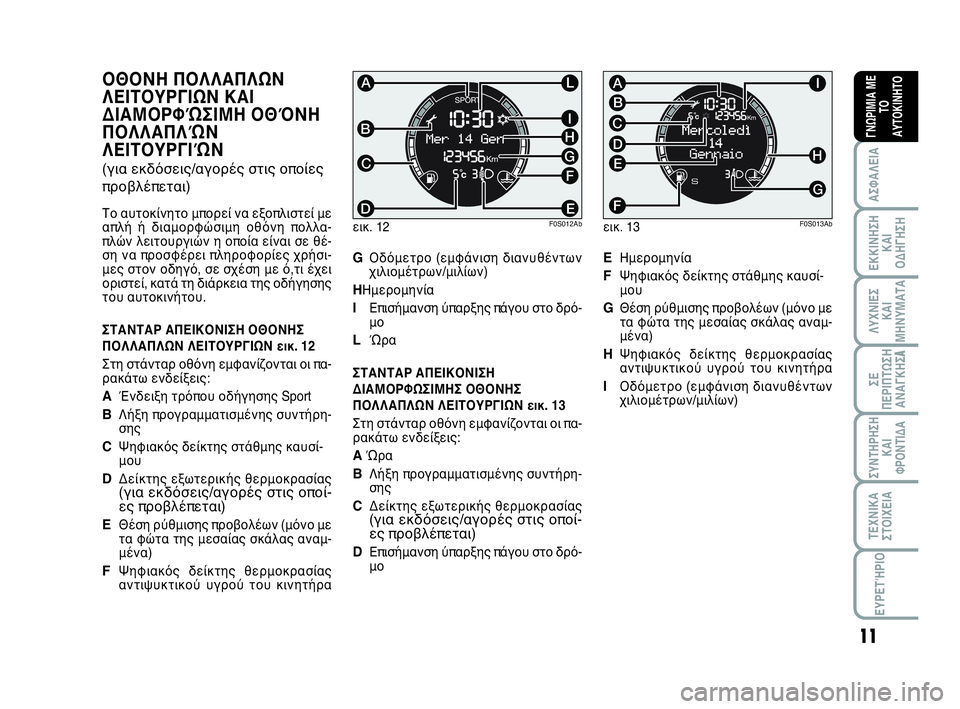 Abarth 500 2014  ΒΙΒΛΙΟ ΧΡΗΣΗΣ ΚΑΙ ΣΥΝΤΗΡΗΣΗΣ (in Greek) 11
ΛΥΧΝΙΕΣ
ΚΑΙ
ΜΗΝΥΜΑΤΑ
ΣΥΝΤΗΡΗΣΗ
ΚΑΙ
ΦΡΟΝΤΙΔΑ
ΤΕΧΝΙΚΑ
ΣΤΟΙΧΕΙΑ
ΕΥΡΕΤΉΡΙΟ
ΣΕ
ΠΕΡΙΠΤΩΣΗ
ΑΝΑΓΚΗΣA
ΑΣΦΑΛΕΙΑ
ΕΚΚ�