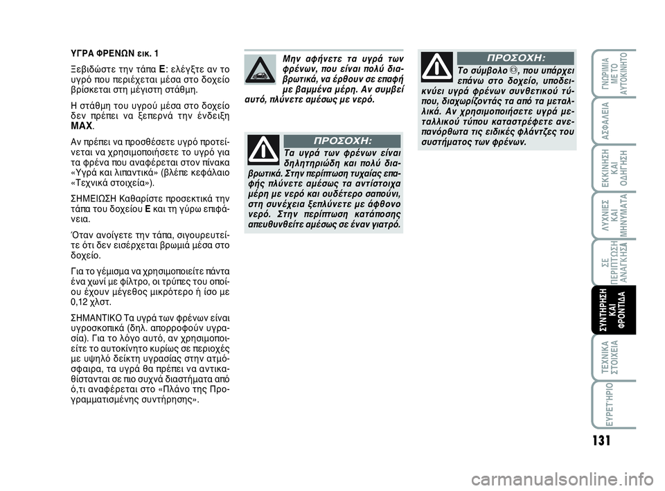 Abarth 500 2014 ΒΙΒΛΙΟ ΧΡΗΣΗΣ ΚΑΙ ΣΥΝΤΗΡΗΣΗΣ (in Greek) 131
ΛΥΧΝΙΕΣ
ΚΑΙ
ΜΗΝΥΜΑΤΑ
ΓΝΩΡΙΜΙΑ
ΜΕ ΤΟ
ΑΥΤΟΚΙΝΗΤΟ
ΑΣΦΑΛΕΙΑ
ΕΚΚΙΝΗΣΗ
ΚΑΙ
ΟΔΗΓΗΣΗ
ΣΕ
ΠΕΡΙΠΤΩΣΗ
ΑΝΑΓΚΗΣA
ΤΕΧΝΙΚ Abarth 500 2014 ΒΙΒΛΙΟ ΧΡΗΣΗΣ ΚΑΙ ΣΥΝΤΗΡΗΣΗΣ (in Greek) 131
ΛΥΧΝΙΕΣ
ΚΑΙ
ΜΗΝΥΜΑΤΑ
ΓΝΩΡΙΜΙΑ
ΜΕ ΤΟ
ΑΥΤΟΚΙΝΗΤΟ
ΑΣΦΑΛΕΙΑ
ΕΚΚΙΝΗΣΗ
ΚΑΙ
ΟΔΗΓΗΣΗ
ΣΕ
ΠΕΡΙΠΤΩΣΗ
ΑΝΑΓΚΗΣA
ΤΕΧΝΙΚ
