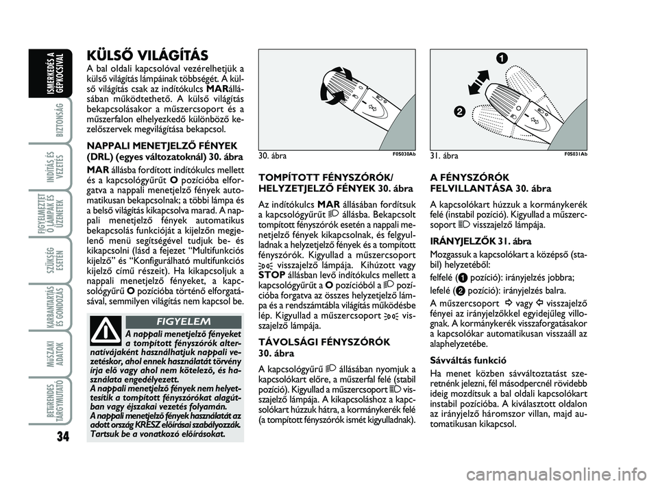 Abarth 500 2011 Kezelési és karbantartási útmutató (in Hungarian) 34
BIZTONSÁG
INDÍTÁS ÉS
VEZETÉS
FIGYELMEZTET
Ő LÁMPÁK ÉS
ÜZENETEK
SZÜKSÉG
ESETÉN
KARBANTARTÁS
ÉS GONDOZÁS
MűSZAKI
ADATOK
BETűRENDES
TÁRGYMUTATÓ
ISMERKEDÉS A
GÉPKOCSIVAL
TOMPÍTO Abarth 500 2011 Kezelési és karbantartási útmutató (in Hungarian) 34
BIZTONSÁG
INDÍTÁS ÉS
VEZETÉS
FIGYELMEZTET
Ő LÁMPÁK ÉS
ÜZENETEK
SZÜKSÉG
ESETÉN
KARBANTARTÁS
ÉS GONDOZÁS
MűSZAKI
ADATOK
BETűRENDES
TÁRGYMUTATÓ
ISMERKEDÉS A
GÉPKOCSIVAL
TOMPÍTO