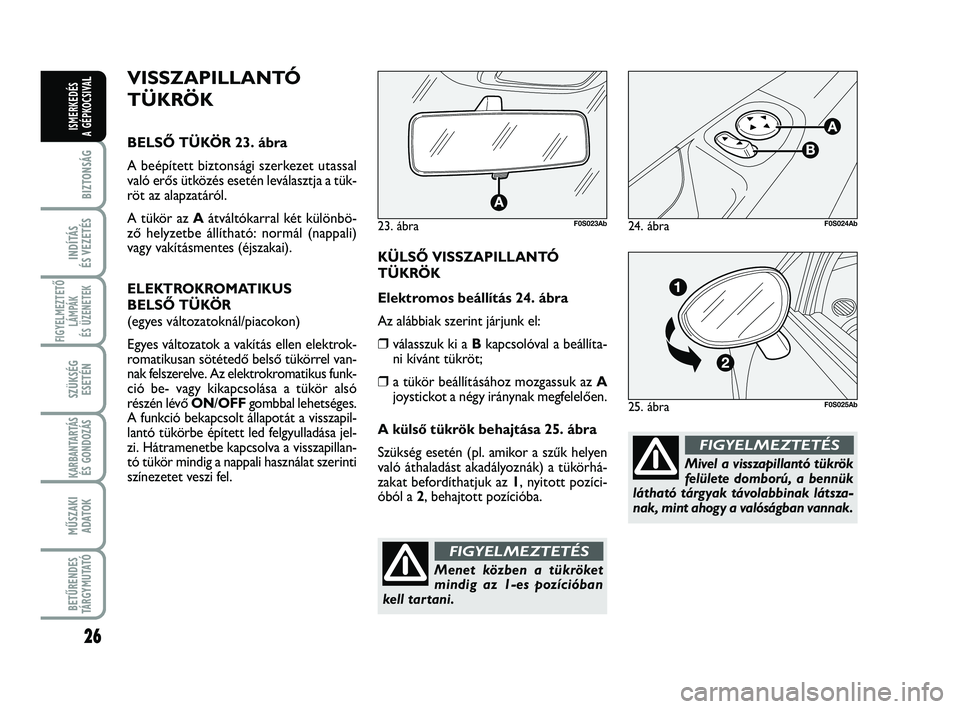 Abarth 500 2013 Kezelési és karbantartási útmutató (in Hungarian) 26
BIZTONSÁG
INDÍTÁS
ÉS VEZETÉS
FIGYELMEZTETŐ
LÁMPÁK
ÉS ÜZENETEK
SZÜKSÉG
ESETÉN
KARBANTARTÁS
ÉS GONDOZÁS
MŰSZAKI
ADATOK
BETŰRENDES
TÁRGYMUTATÓ
ISMERKEDÉS
A GÉPKOCSIVA
L
Mivel a Abarth 500 2013 Kezelési és karbantartási útmutató (in Hungarian) 26
BIZTONSÁG
INDÍTÁS
ÉS VEZETÉS
FIGYELMEZTETŐ
LÁMPÁK
ÉS ÜZENETEK
SZÜKSÉG
ESETÉN
KARBANTARTÁS
ÉS GONDOZÁS
MŰSZAKI
ADATOK
BETŰRENDES
TÁRGYMUTATÓ
ISMERKEDÉS
A GÉPKOCSIVA
L
Mivel a