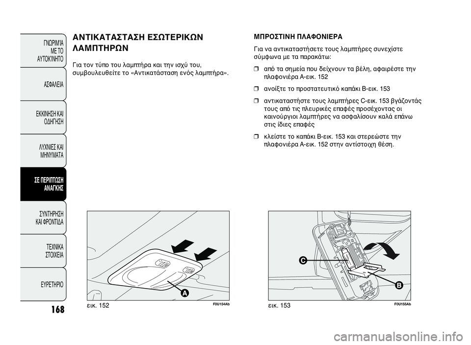 Abarth Punto Evo 2010 ΒΙΒΛΙΟ ΧΡΗΣΗΣ ΚΑΙ ΣΥΝΤΗΡΗΣΗΣ (in Greek) 168
ΓΝΩΡΙΜΊΑ
ΜΕ ΤΟ
ΑΥΤΟΚΊΝΗΤΟ
ΑΣΦΑΛΕΙΑ
ΕΚΚΙΝΗΣΗ ΚΑΙ
ΟΔΗΓΗΣΗ
ΛΥΧΝΙΕΣ ΚΑΙ
ΜΗΝΥΜΑΤΑ
ΣΕ ΠΕΡΙΠΤΩΣΗ
ΑΝΑΓΚΗΣ
ΣΥΝΤΗΡΗ Abarth Punto Evo 2010 ΒΙΒΛΙΟ ΧΡΗΣΗΣ ΚΑΙ ΣΥΝΤΗΡΗΣΗΣ (in Greek) 168
ΓΝΩΡΙΜΊΑ
ΜΕ ΤΟ
ΑΥΤΟΚΊΝΗΤΟ
ΑΣΦΑΛΕΙΑ
ΕΚΚΙΝΗΣΗ ΚΑΙ
ΟΔΗΓΗΣΗ
ΛΥΧΝΙΕΣ ΚΑΙ
ΜΗΝΥΜΑΤΑ
ΣΕ ΠΕΡΙΠΤΩΣΗ
ΑΝΑΓΚΗΣ
ΣΥΝΤΗΡΗ