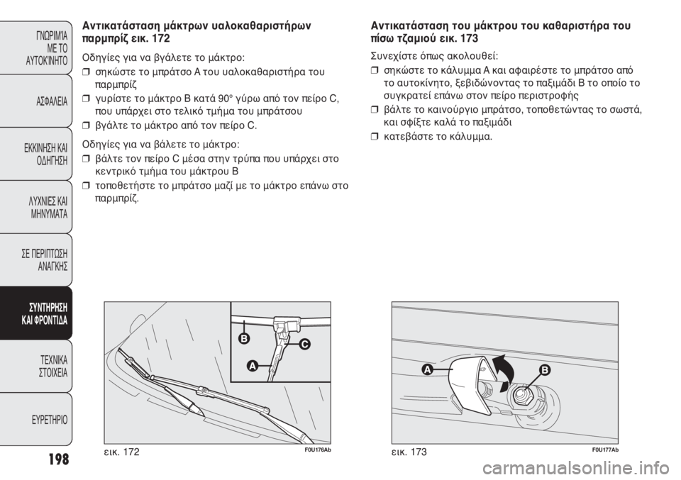 Abarth Punto Evo 2012  ΒΙΒΛΙΟ ΧΡΗΣΗΣ ΚΑΙ ΣΥΝΤΗΡΗΣΗΣ (in Greek) F0U177Abεικ. 173198
ΓΝΩΡΙΜΊΑ 
ΜΕ ΤΟ
ΑΥΤΟΚΊΝΗΤΟ
ΑΣΦΑΛΕΙΑ
ΕΚΚΙΝΗΣΗ ΚΑΙ
ΟΔΗΓΗΣΗ
ΛΥΧΝΙΕΣ ΚΑΙ
ΜΗΝΥΜΑΤΑ
ΣΕ ΠΕΡΙΠΤΩΣΗ
ΑΝΑΓ