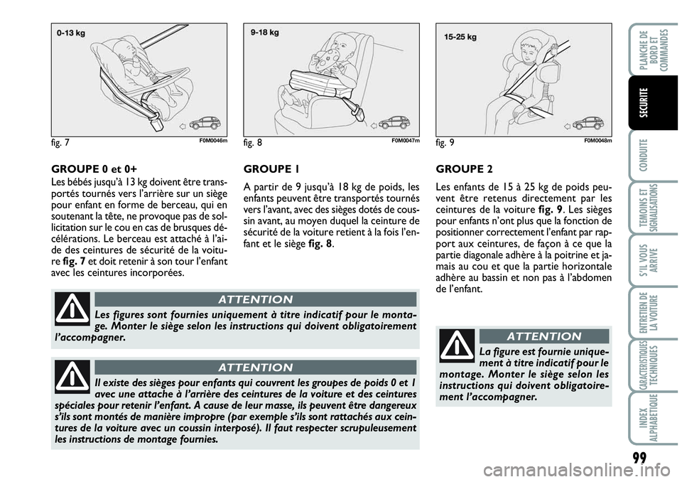 Abarth Grande Punto 2008 Notice dentretien (in French) 99
CONDUITE
TEMOINS ET SIGNALISATIONS
S’IL VOUS
ARRIVE
ENTRETIEN DE
LA VOITURE
CARACTERISTIQUESTECHNIQUES
INDEX
ALPHABETIQUE
PLANCHE DE
BORD ET
COMMANDES
SECURITE
GROUPE 0 et 0+
Les bébés jusq Abarth Grande Punto 2008 Notice dentretien (in French) 99
CONDUITE
TEMOINS ET SIGNALISATIONS
S’IL VOUS
ARRIVE
ENTRETIEN DE
LA VOITURE
CARACTERISTIQUESTECHNIQUES
INDEX
ALPHABETIQUE
PLANCHE DE
BORD ET
COMMANDES
SECURITE
GROUPE 0 et 0+
Les bébés jusq