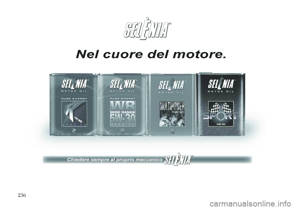 Lancia Flavia 2012 Libretto Uso Manutenzione (in Italian) 236 Lancia Flavia 2012 Libretto Uso Manutenzione (in Italian) 236