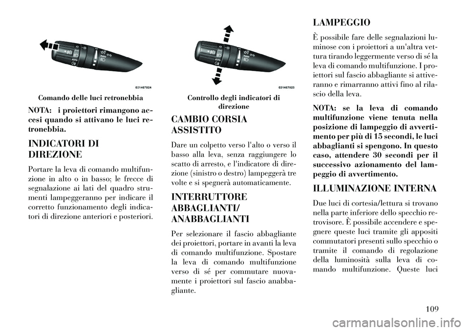 Lancia Flavia 2013 Libretto Uso Manutenzione (in Italian) NOTA: i proiettori rimangono ac-
cesi quando si attivano le luci re-
tronebbia.
INDICATORI DI
DIREZIONE
Portare la leva di comando multifun-
zione in alto o in basso; le frecce di
segnalazione ai lati Lancia Flavia 2013 Libretto Uso Manutenzione (in Italian) NOTA: i proiettori rimangono ac-
cesi quando si attivano le luci re-
tronebbia.
INDICATORI DI
DIREZIONE
Portare la leva di comando multifun-
zione in alto o in basso; le frecce di
segnalazione ai lati