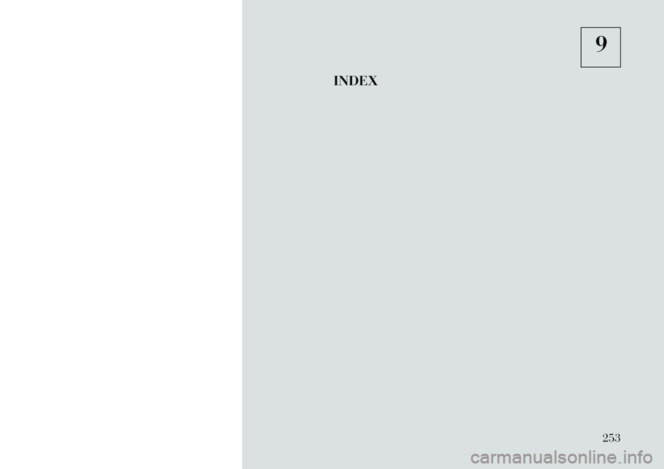 Lancia Flavia 2013  Notice dentretien (in French) 9
INDEX
253 