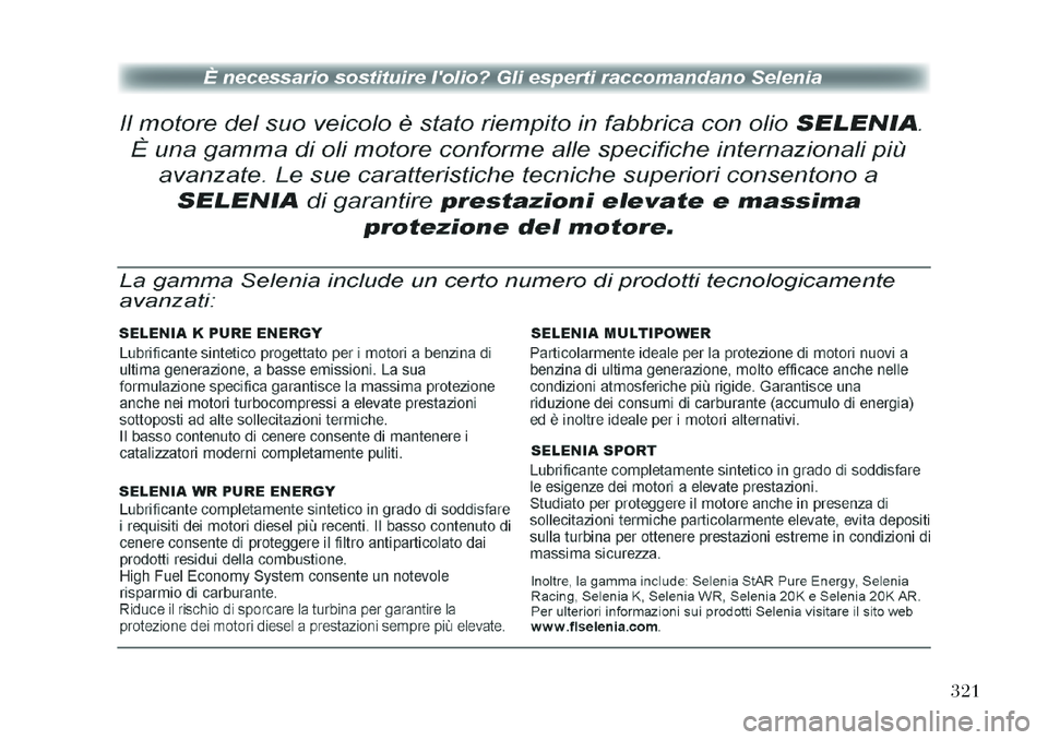 Lancia Thema 2011  Libretto Uso Manutenzione (in Italian) 321  