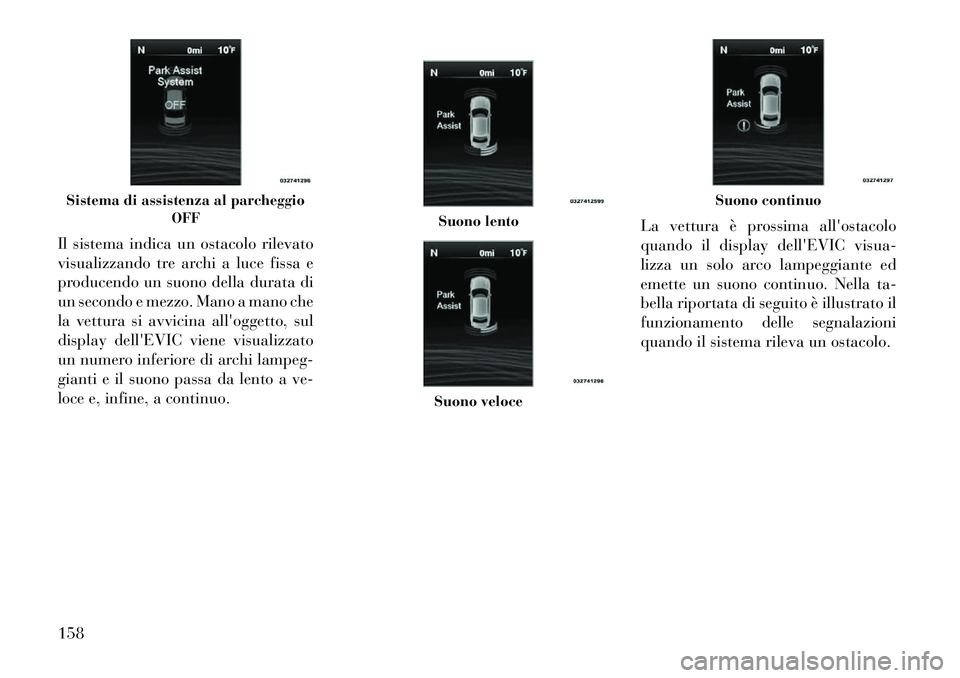 Lancia Thema 2013 Libretto Uso Manutenzione (in Italian) Il sistema indica un ostacolo rilevato
visualizzando tre archi a luce fissa e
producendo un suono della durata di
un secondo e mezzo. Mano a mano che
la vettura si avvicina alloggetto, sul
display de Lancia Thema 2013 Libretto Uso Manutenzione (in Italian) Il sistema indica un ostacolo rilevato
visualizzando tre archi a luce fissa e
producendo un suono della durata di
un secondo e mezzo. Mano a mano che
la vettura si avvicina alloggetto, sul
display de