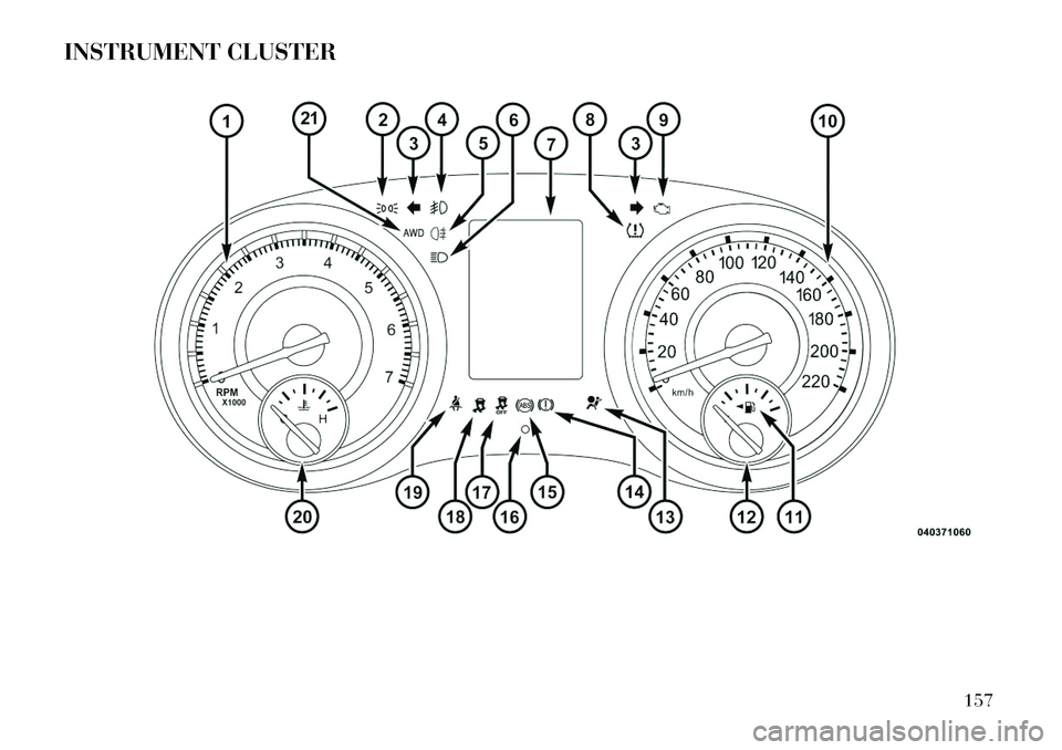 Lancia Thema 2013 Owner handbook (in English) INSTRUMENT CLUSTER
157 Lancia Thema 2013 Owner handbook (in English) INSTRUMENT CLUSTER
157