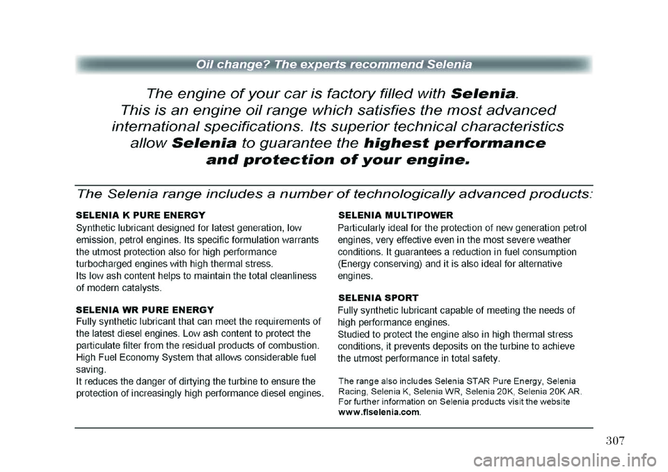 Lancia Thema 2013  Owner handbook (in English) 307  