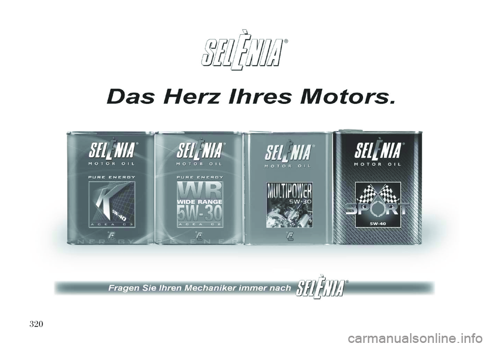 Lancia Thema 2012  Betriebsanleitung (in German) 320  