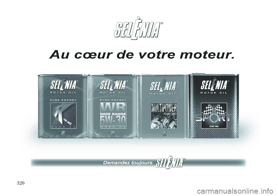 Lancia Thema 2011  Notice dentretien (in French) 320  