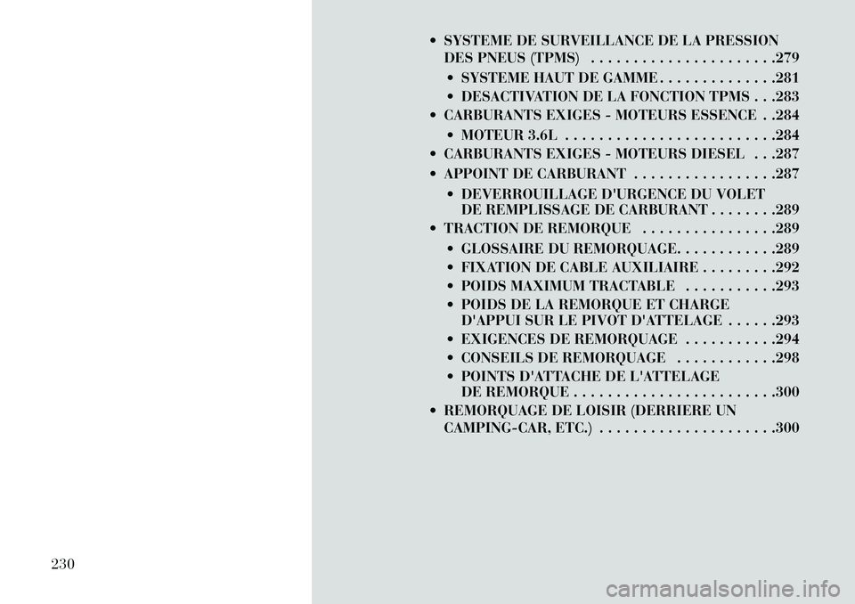 Lancia Thema 2013 Notice dentretien (in French) SYSTEME DE SURVEILLANCE DE LA PRESSIONDES PNEUS (TPMS) . . . . . . . . . . . . . . . . . . . . . .279
SYSTEME HAUT DE GAMME . . . . . . . . . . . . . .281
DESACTIVATION DE LA FONCTION TPMS . . . Lancia Thema 2013 Notice dentretien (in French) SYSTEME DE SURVEILLANCE DE LA PRESSIONDES PNEUS (TPMS) . . . . . . . . . . . . . . . . . . . . . .279
SYSTEME HAUT DE GAMME . . . . . . . . . . . . . .281
DESACTIVATION DE LA FONCTION TPMS . . .