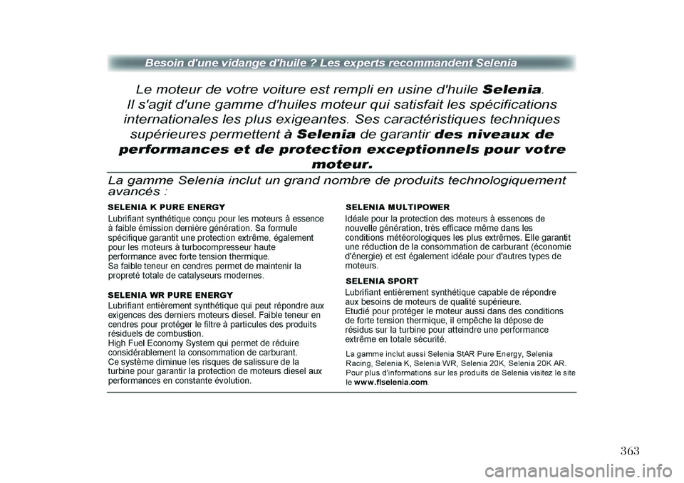 Lancia Thema 2013  Notice dentretien (in French) 363  