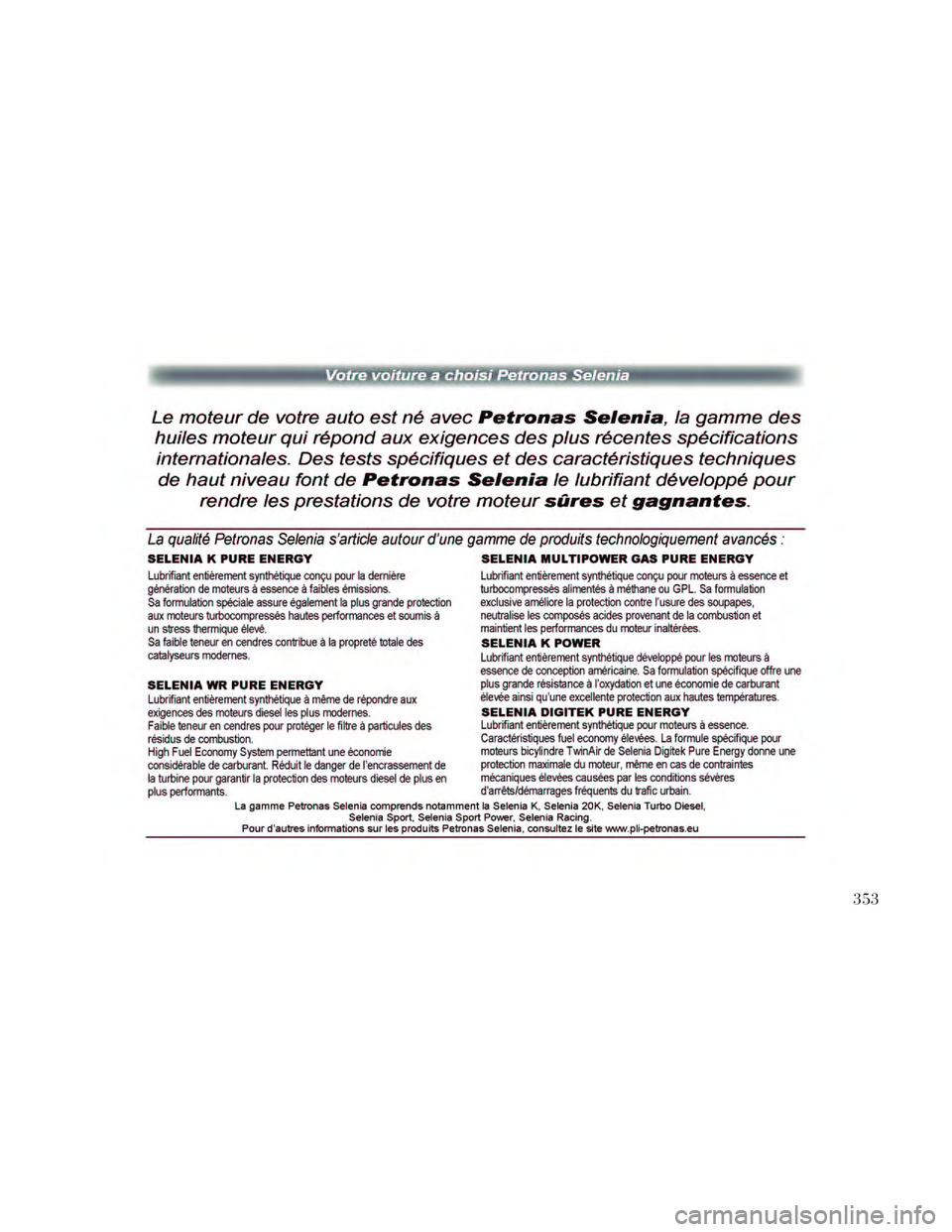 Lancia Thema 2014  Notice dentretien (in French) 353 