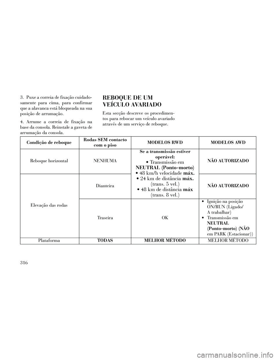 Lancia Thema 2014 Manual de Uso e Manutenção (in Portuguese) 3. Puxe a correia de fixação cuidado-
samente para cima, para confirmar
que a alavanca está bloqueada na sua
posição de arrumação.
4. Arrume a correia de fixação na
base da consola. Reinstale Lancia Thema 2014 Manual de Uso e Manutenção (in Portuguese) 3. Puxe a correia de fixação cuidado-
samente para cima, para confirmar
que a alavanca está bloqueada na sua
posição de arrumação.
4. Arrume a correia de fixação na
base da consola. Reinstale