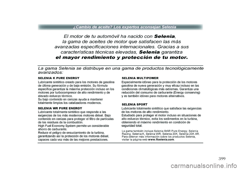 Lancia Voyager 2013 Manual de Empleo y Cuidado (in Spanish) 399 Lancia Voyager 2013 Manual de Empleo y Cuidado (in Spanish) 399