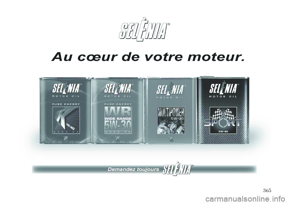 Lancia Voyager 2011  Notice dentretien (in French) 365  