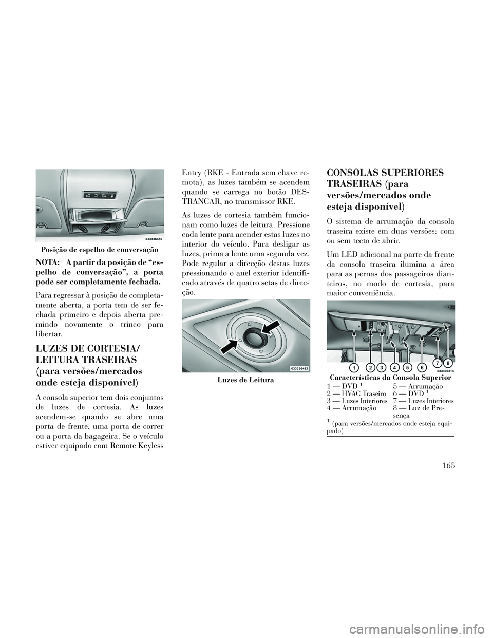 Lancia Voyager 2014 Manual de Uso e Manutenção (in Portuguese) NOTA: A partir da posição de “es-
pelho de conversação”, a porta
pode ser completamente fechada.
Para regressar à posição de completa-
mente aberta, a porta tem de ser fe-
chada primeiro e Lancia Voyager 2014 Manual de Uso e Manutenção (in Portuguese) NOTA: A partir da posição de “es-
pelho de conversação”, a porta
pode ser completamente fechada.
Para regressar à posição de completa-
mente aberta, a porta tem de ser fe-
chada primeiro e